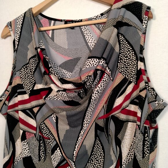 Vintage Y2K Sami & Jo Shirt XL Sleeveless Cowl Neck Abstract Geometric Artsy - Picture 4 of 13
